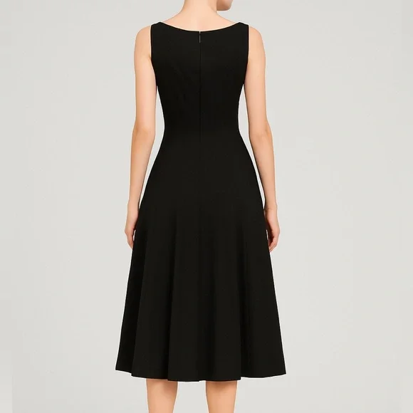 🆕AQUA Midi Dress Classic Office Soft Little Black Dress Bloomingdale’s Office - Picture 3 of 15